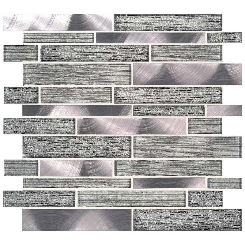 MSI Volcanic Luxe Interlocking Glass and Metal Blend Mosaic Tile 11.61"x11.73"