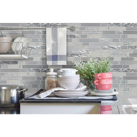 MSI Whistler Ice Interlocking Porcelain and Glass Blend Mosaic Tile 11.81"x12"