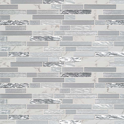 MSI Whistler Ice Interlocking Porcelain and Glass Blend Mosaic Tile 11.81"x12"