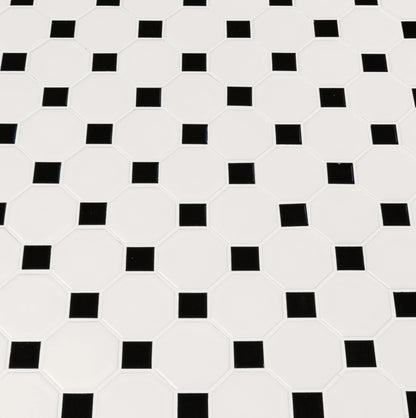 MSI White and Black Octagon Matte Anti-Slip Porcelain Mosaic Tile 11.61"x11.61"