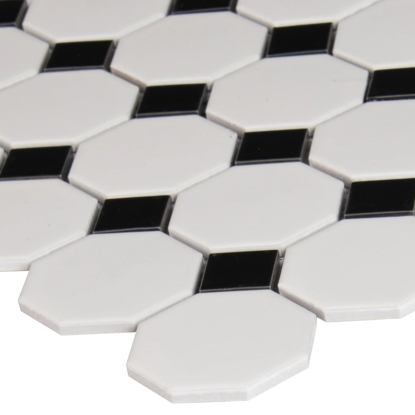MSI White and Black Octagon Matte Anti-Slip Porcelain Mosaic Tile 11.61"x11.61"