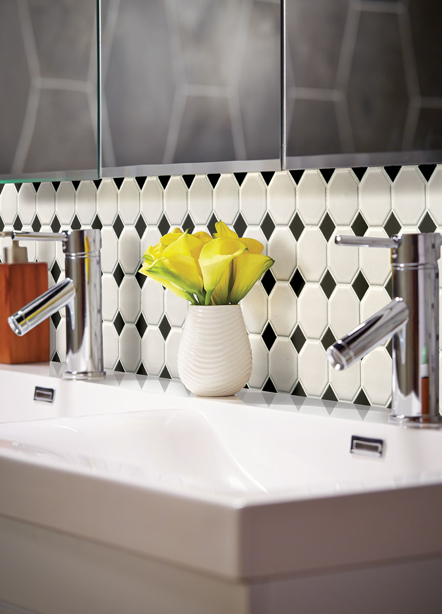 MSI White and Black Octagon Matte Anti-Slip Porcelain Mosaic Tile 11.61"x11.61"