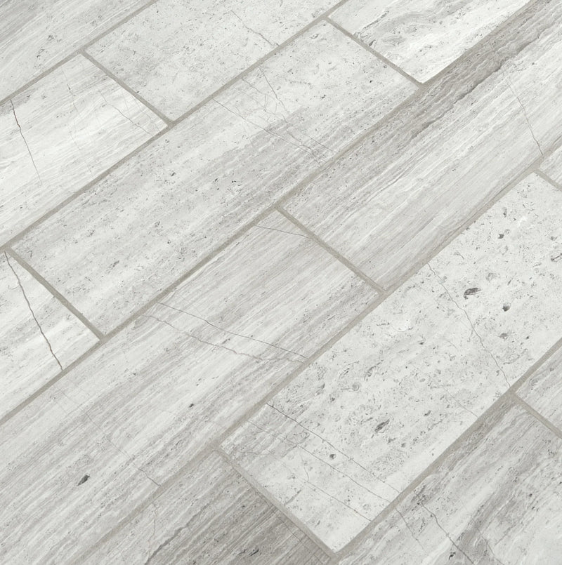 MSI White oak honed marble floor and wall tile TWHITOAK412H angle view.