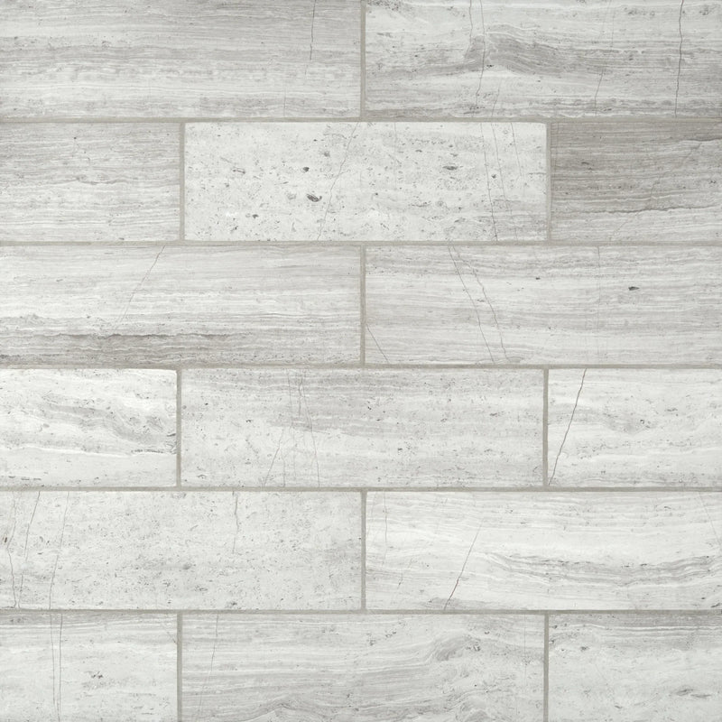 MSI White oak honed marble floor and wall tile TWHITOAK412H top view.