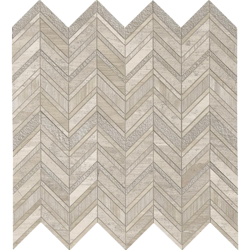 MSI White Quarry Chevron Marble Mosaic Tile 12"x12"