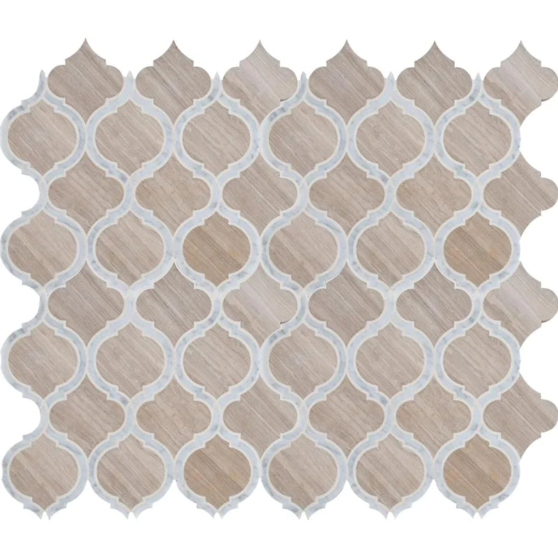 MSI White Quarry Savona Arabesque Marble Mosaic Tile 12.75"x14.75"