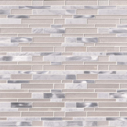 MSI White Wave Interlocking Stone Glass and Metal Blend Mosaic Tile 12"x12"