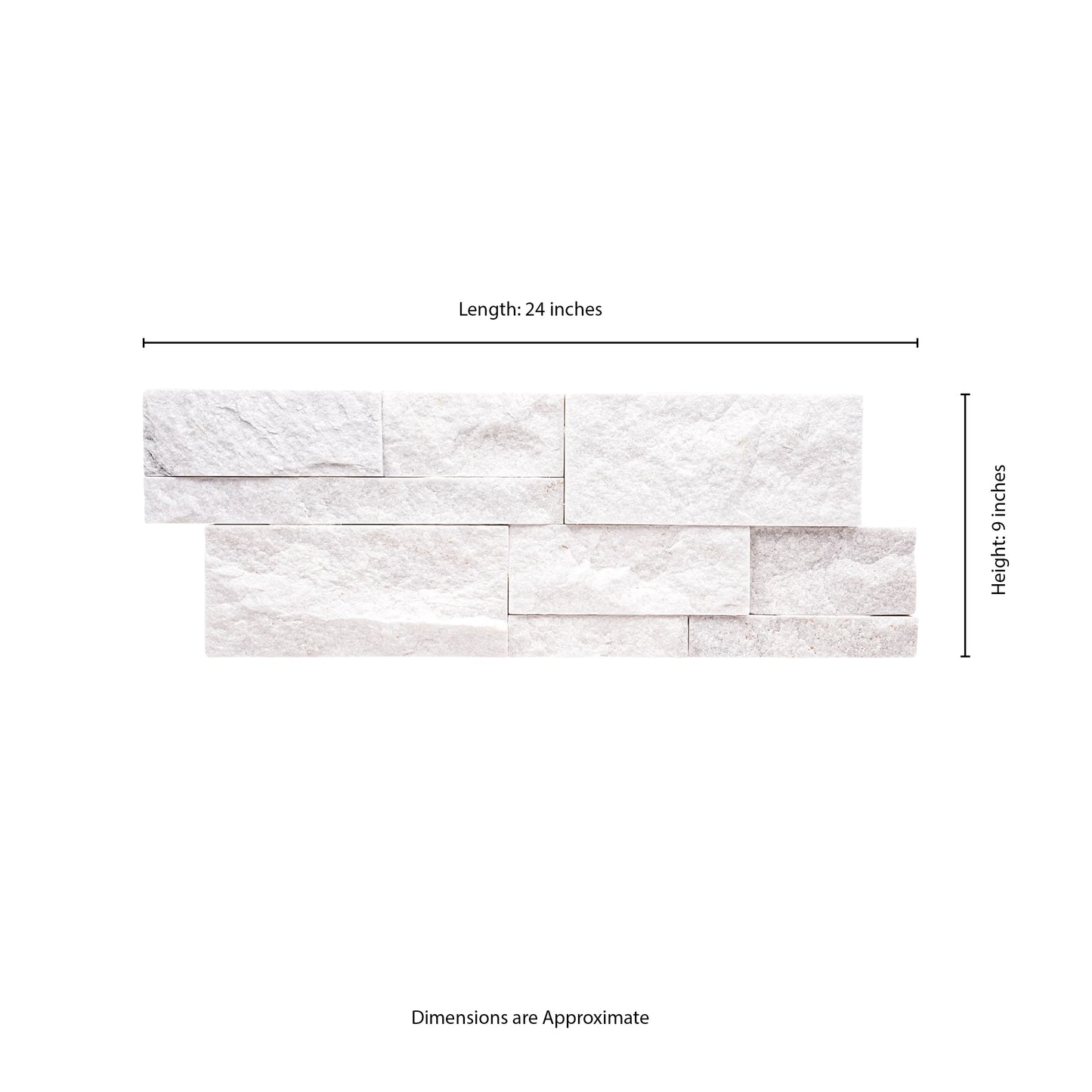MSI XL Rockmount Arctic White Splitface Ledger Panel Quartzite Wall Tile 9"x24"