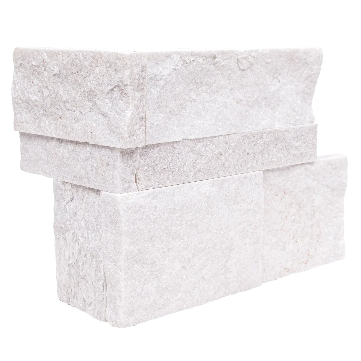 MSI XL Rockmount Arctic White Splitface Quartzite Ledger Panel Corner 9"x18"