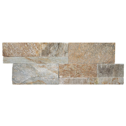 MSI XL Rockmount Golden Honey Splitface Ledger Panel Quartzite Wall Tile 9"x24"