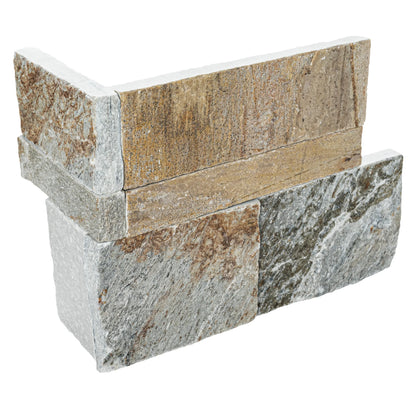 MSI XL Rockmount Golden Honey Splitface Quartzite Ledger Panel Corner 9"x18"