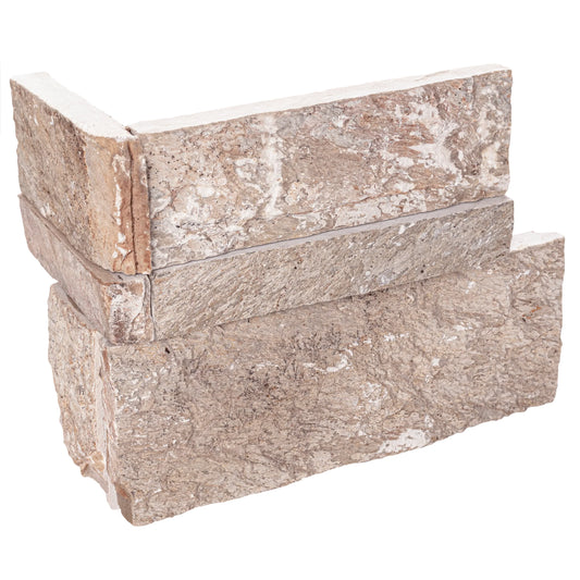 MSI XL Rockmount Golden White Splitface Quartzite Ledger Panel Corner 9"x18"
