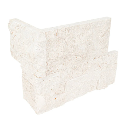 MSI XL Rockmount Mayra White Splitface Limestone Ledger Panel Corner 9"x18"