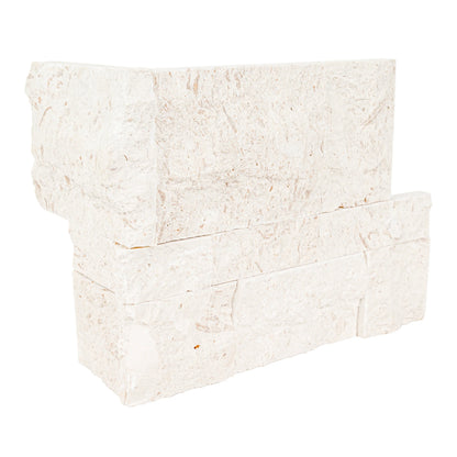 MSI XL Rockmount Mayra White Splitface Limestone Ledger Panel Corner 9"x18"