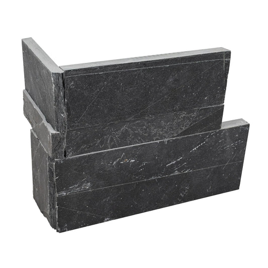 MSI XL Rockmount Premium Black Splitface Slate Ledger Panel Corner 9"x18"
