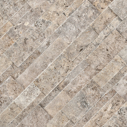 MSI XL Rockmount Silver Travertine Splitface Ledger Panel Travertine Wall Tile 9"x24"