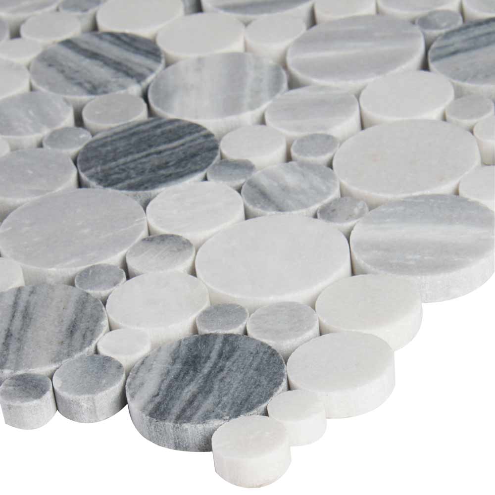 MSI Alaska Gray Pebbles Polished Marble Backsplash Mosaic Tile 12"x12" - Rio Lago Collection