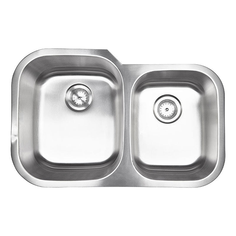 MSI asymetric doublebowl stainless steel sink SIN 18 DBLBWL 6040 3120S top view