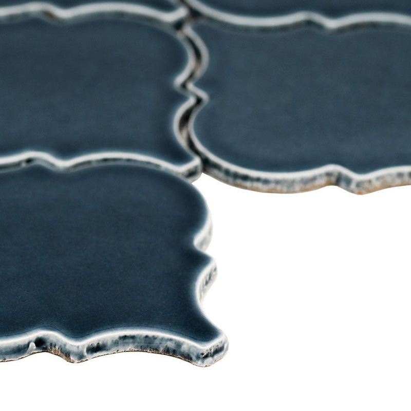 MSI Bay Blue Arabesque Polished Ceramic Mosaic Wall Tile 10.83"x15.5"