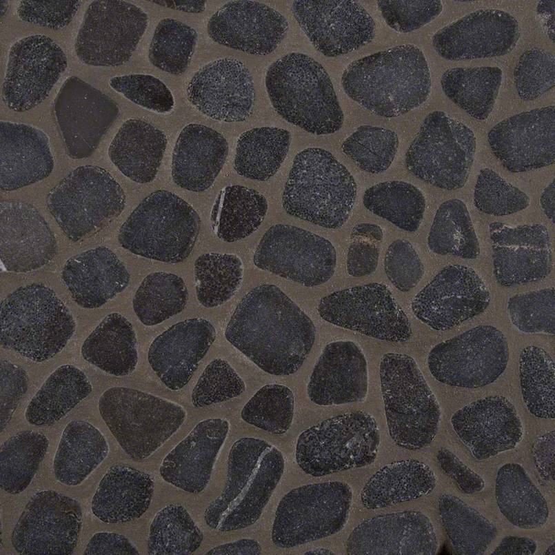 MSI Black Pebbles Tumbled Marble Backsplash Mosaic Tile 11.42"x11.42" - Rio Lago Collection