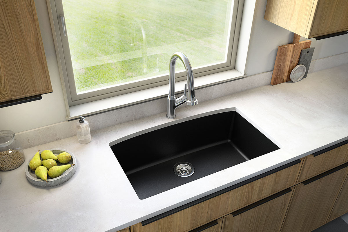 MSI black quartz singlebowl sink SIN QTZ SINBWL 3219 BLK roomscene