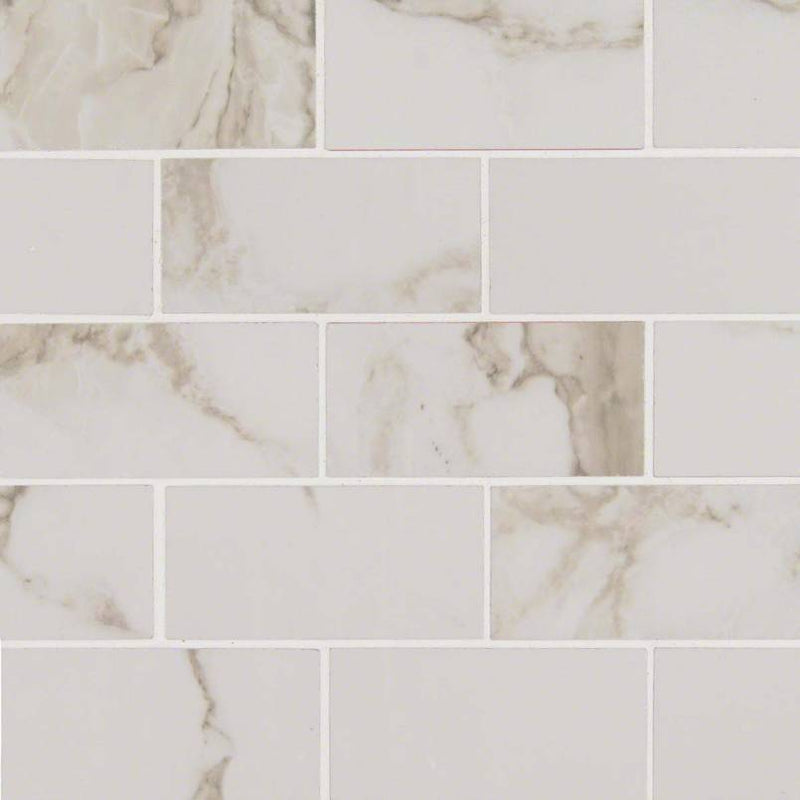 MSI Calacatta Porcelain Mosaic Wall and Floor Tile 2"x4" - Pietra Collection