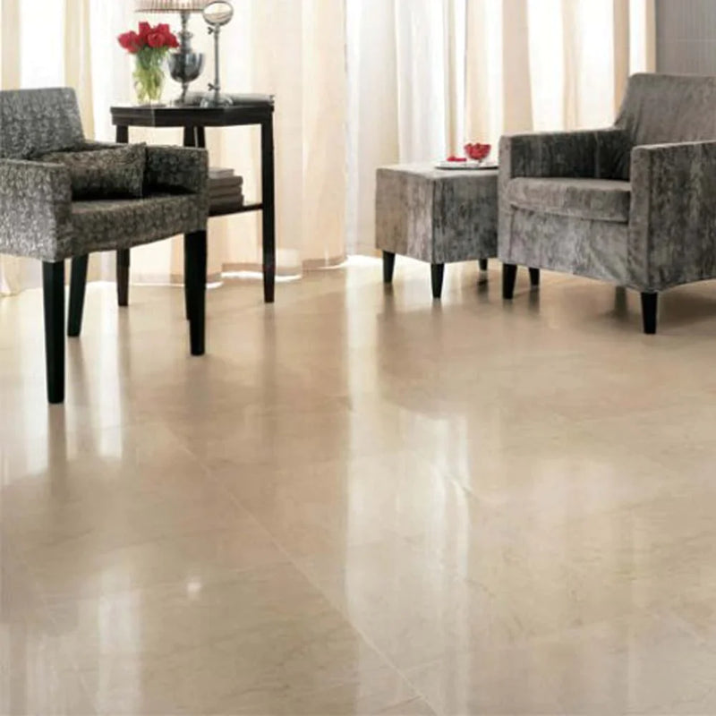 MSI crema marfil select polished 24x24 marble wall and floor tile TCREMAR242450SL roomscene.