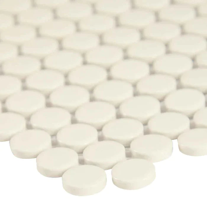 MSI Bianco White Penny Round Porcelain Mosaic Tile - Domino Collection