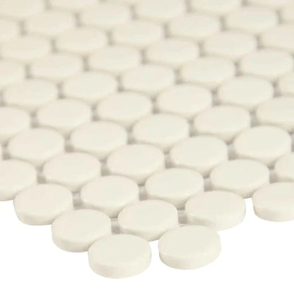 MSI Bianco White Penny Round Porcelain Mosaic Tile - Domino Collection