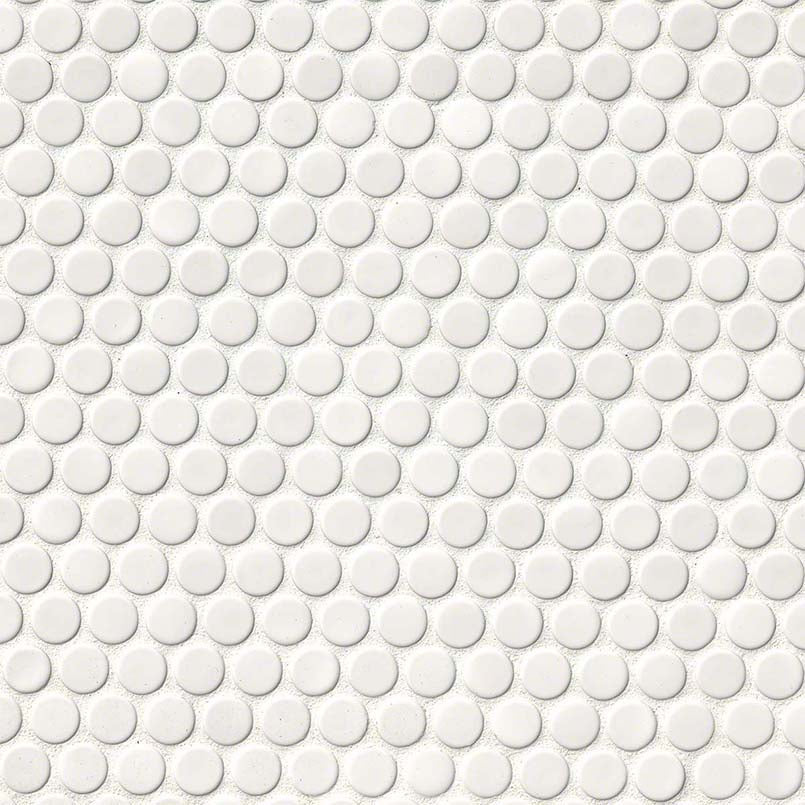 MSI Bianco White Penny Round Porcelain Mosaic Tile - Domino Collection