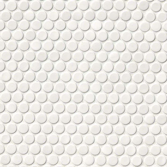 MSI Bianco White Penny Round Porcelain Mosaic Tile - Domino Collection