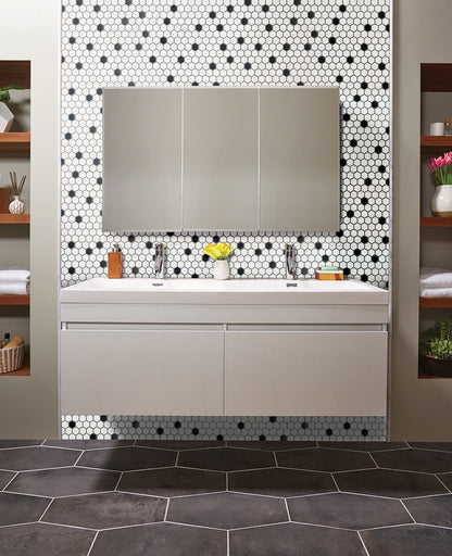 MSI Black & White Hexagon Anti-Slip Porcelain Mosaic Tile - Domino Collection