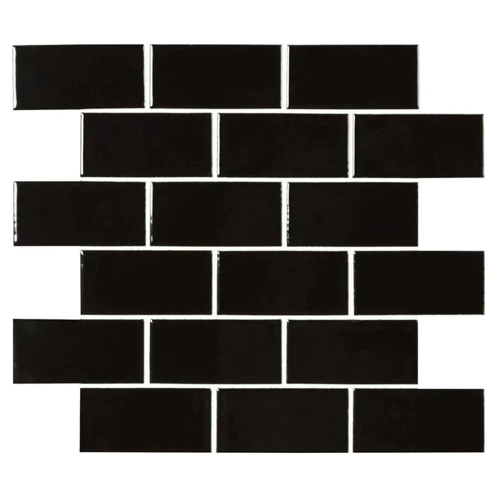 MSI Black Porcelain Mosaic Subway Tile - Domino Collection