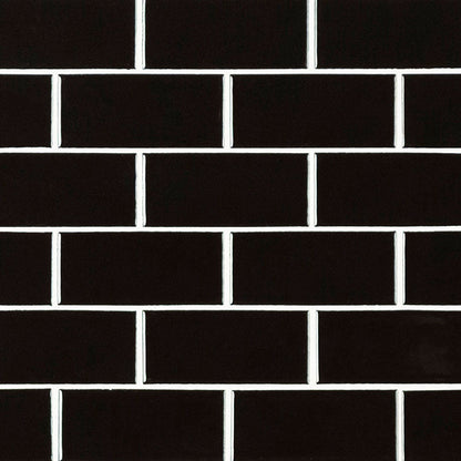 MSI Black Porcelain Mosaic Subway Tile - Domino Collection