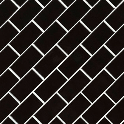 MSI Black Porcelain Mosaic Subway Tile - Domino Collection