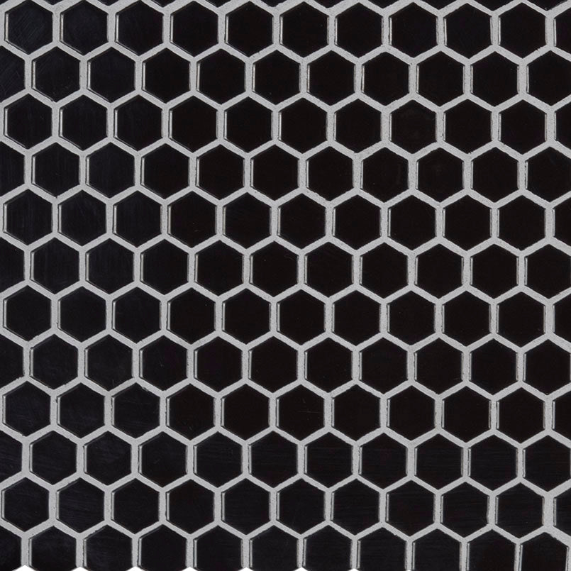 MSI Black Hexagon Porcelain Mosaic Tile - Domino Collection