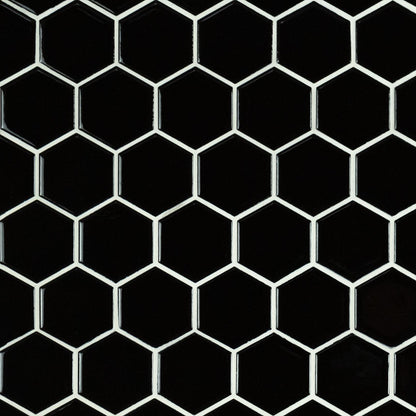 MSI Black Hexagon Porcelain Mosaic Tile - Domino Collection