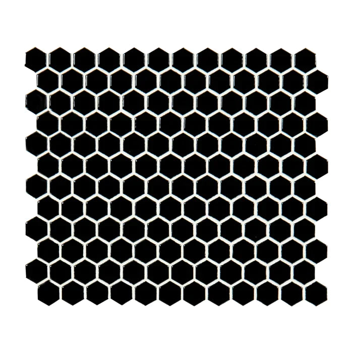 MSI Black Hexagon Porcelain Mosaic Tile - Domino Collection