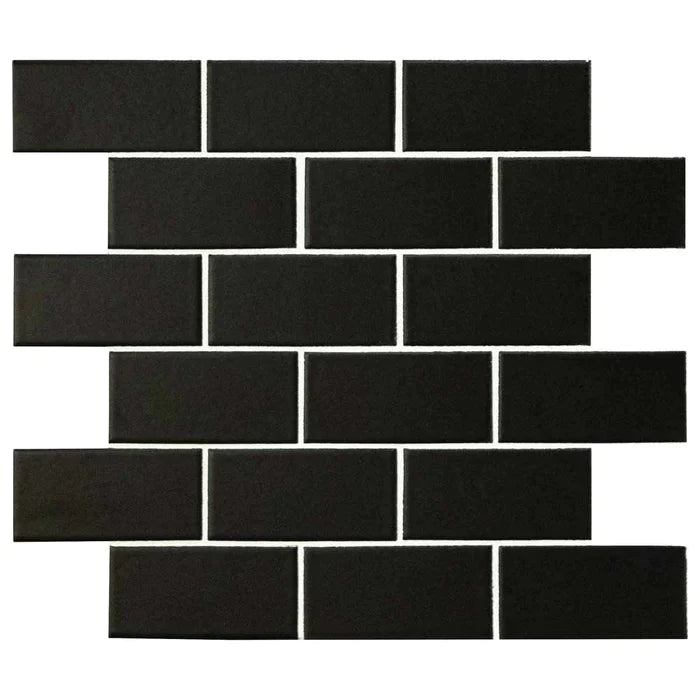 MSI Black Porcelain Mosaic Subway Tile - Domino Collection