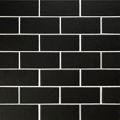 MSI Black Porcelain Mosaic Subway Tile - Domino Collection