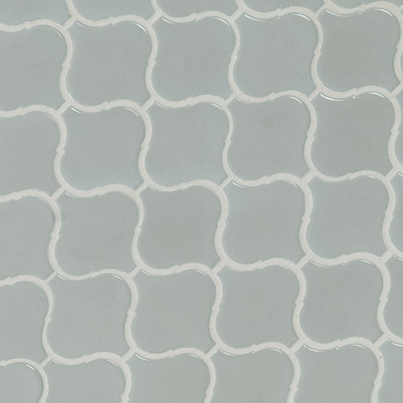 MSI Gray Glossy Arabesque Porcelain Backsplash Mosaic Tile - Domino Collection