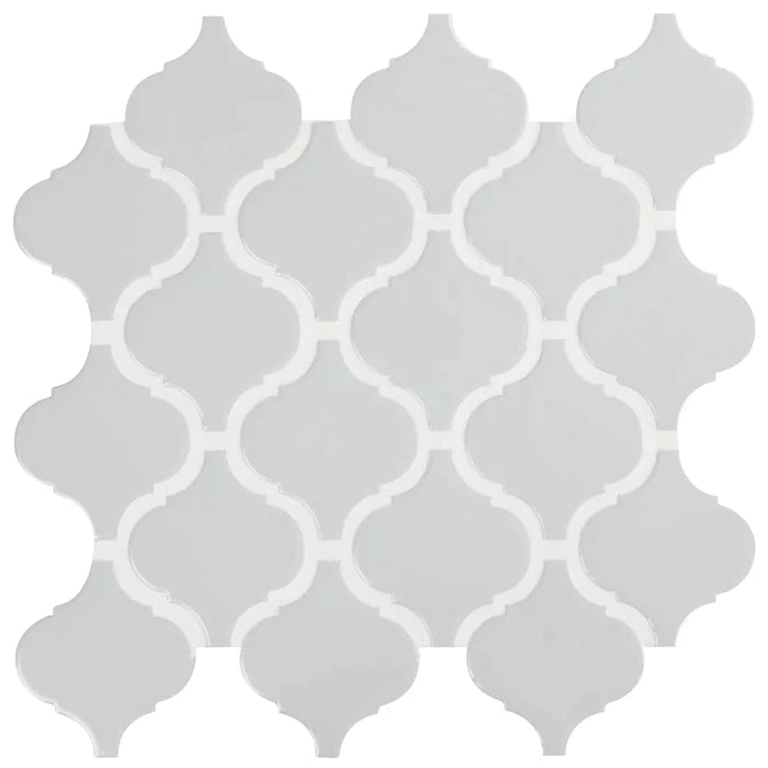 MSI Gray Glossy Arabesque Porcelain Backsplash Mosaic Tile - Domino Collection