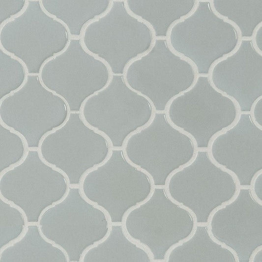 MSI Gray Glossy Arabesque Porcelain Backsplash Mosaic Tile - Domino Collection