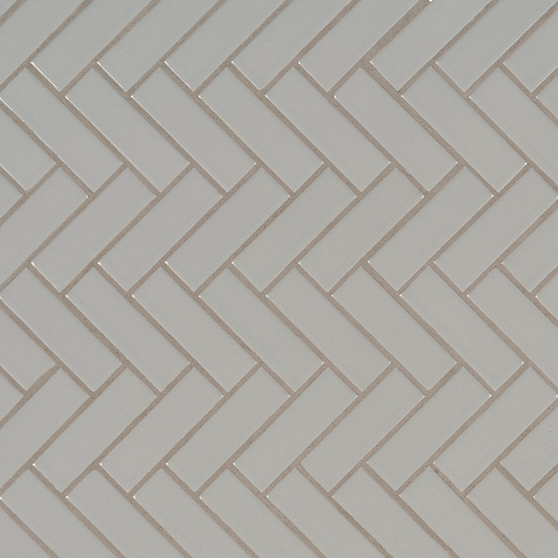 MSI Gray Glossy Herringbone Porcelain Backsplash Mosaic Tile - Domino Collection