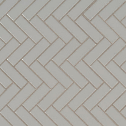 MSI Gray Glossy Herringbone Porcelain Backsplash Mosaic Tile - Domino Collection