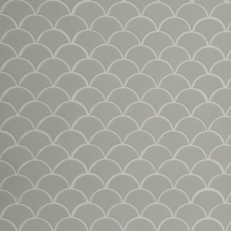 MSI Gray Glossy Scallop Porcelain Backsplash Mosaic Tile - Domino Collection