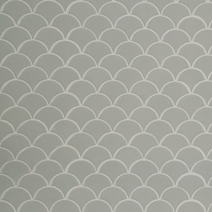 MSI Gray Glossy Scallop Porcelain Backsplash Mosaic Tile - Domino Collection