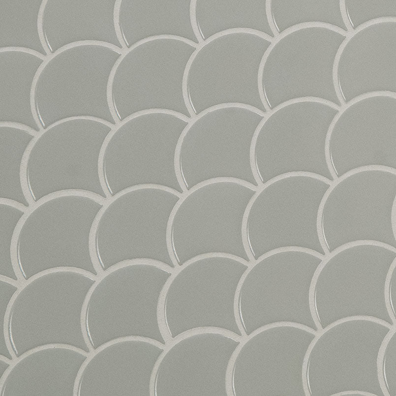 MSI Gray Glossy Scallop Porcelain Backsplash Mosaic Tile - Domino Collection