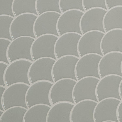 MSI Gray Glossy Scallop Porcelain Backsplash Mosaic Tile - Domino Collection