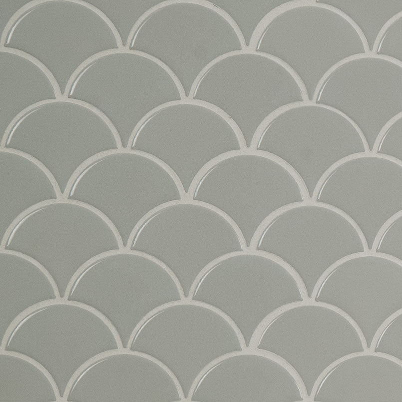 MSI Gray Glossy Scallop Porcelain Backsplash Mosaic Tile - Domino Collection